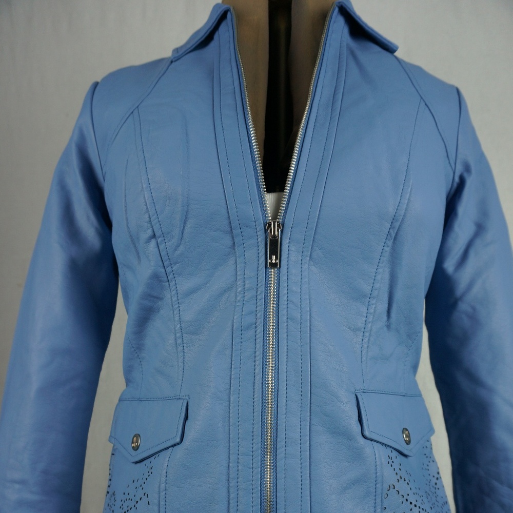 Dennis Basso Faux Leather Perforated Jacket